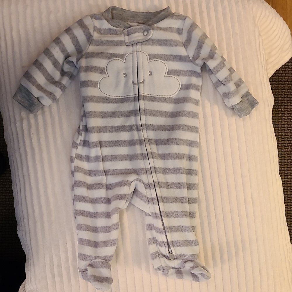 Striped Gray and White Kids One Piece